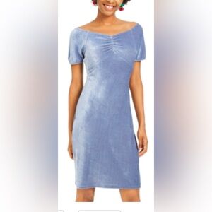 Ultra Flirt Medium Ribbed Velour Short Sleeve V-Neck BodyCon Above Knee …